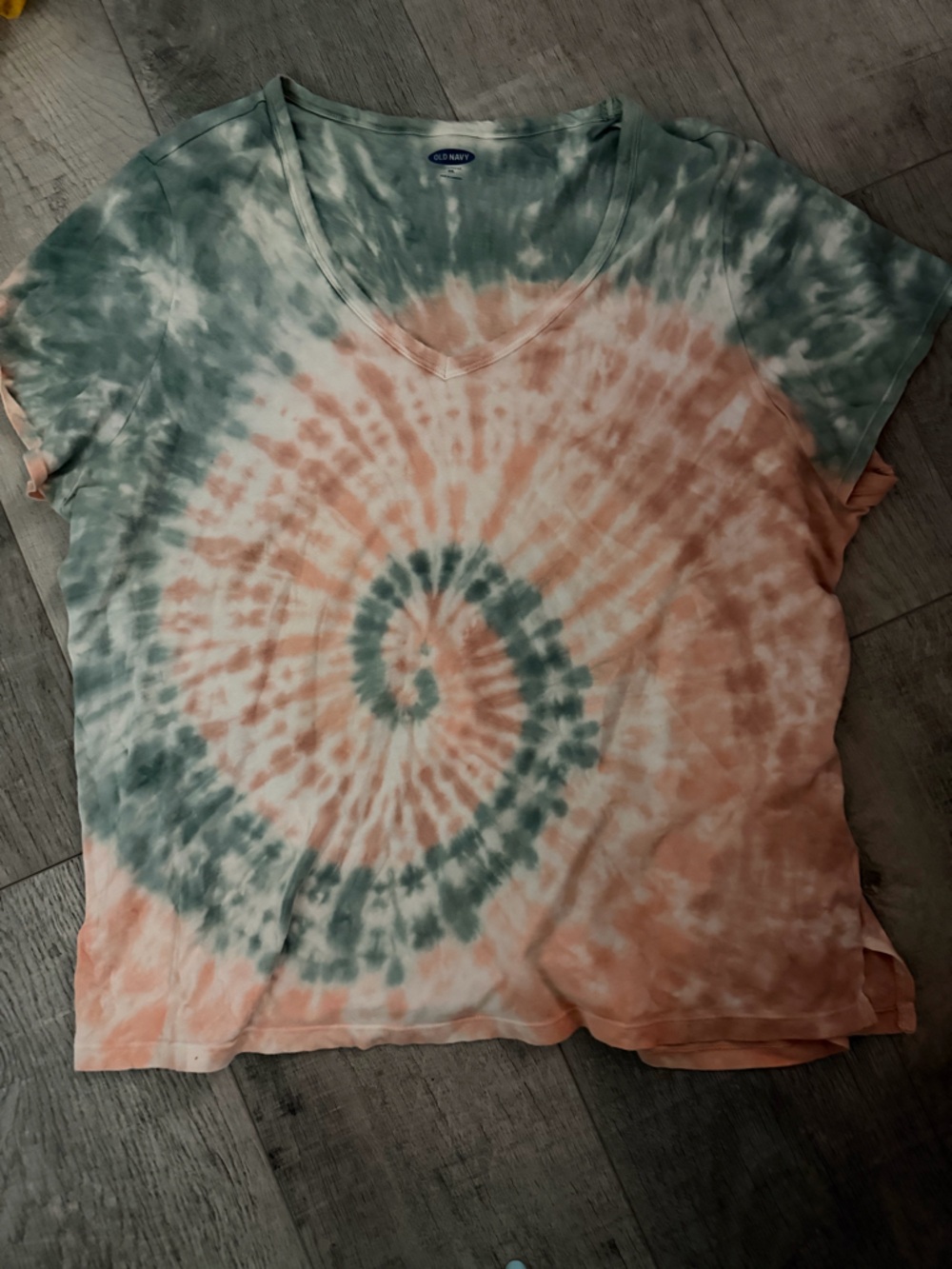 Set of 3 Old Navy Short Sleeve Tee Trio - Coral, Black, Green Tie-Dye - Picture 3 of 4